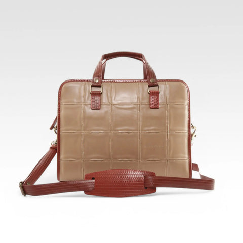 Elvis & Kresse Compact Briefcase, sustainably made from upcycled Rolls Royce leather and London Fire Brigade fire-hose