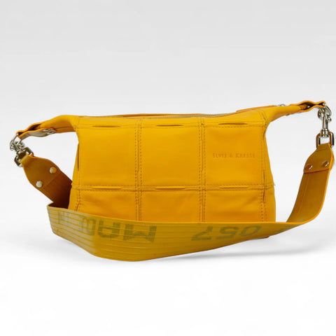 Elvis & Kresse Boho Bag, sustainably made from upcycled Rolls Royce leather and recycled London Fire Brigade fire-hose