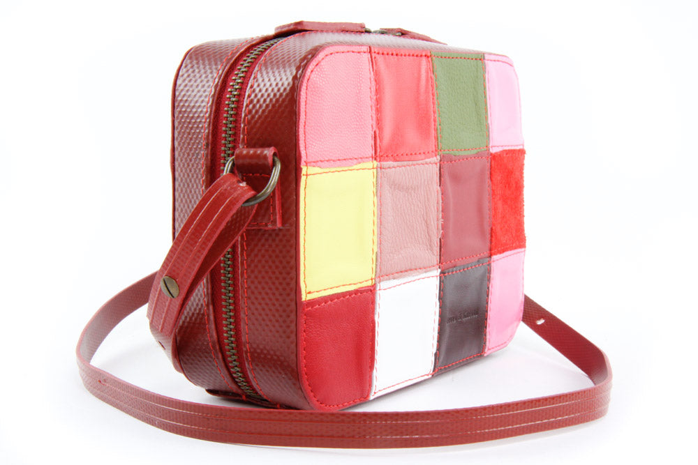 Recycled leather crossbody bag