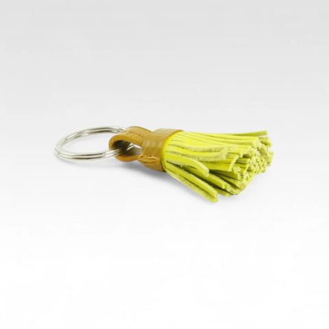 The Elvis & Kresse Mini Tassel Keyring made from rescued leather and genuine decommissioned fire-hose