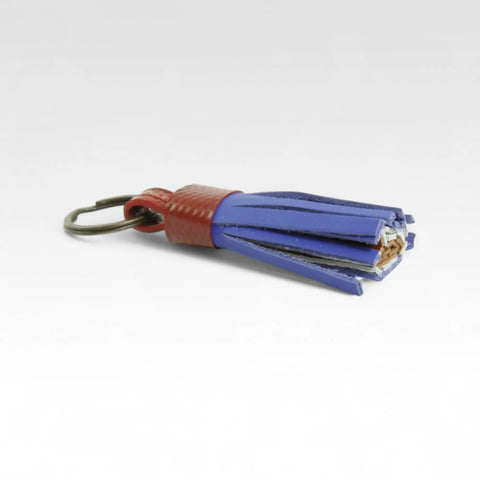 The Elvis & Kresse Tassel Keyring made from rescued leather and genuine decommissioned fire-hose