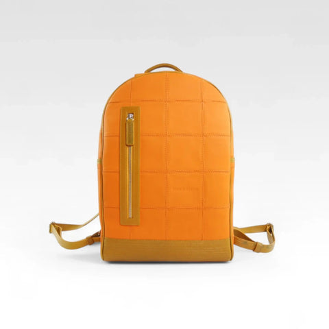 The Elvis & Kresse Voyager Backpack made from rescued leather and genuine decommissioned fire-hose