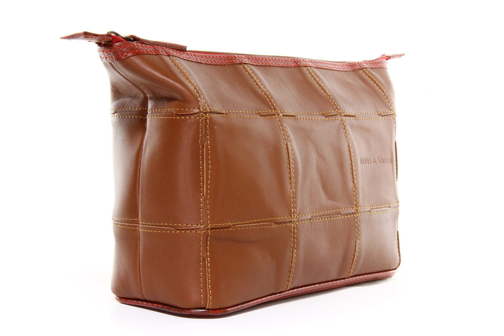 Sustainable cosmetics bag made from reclaimed materials