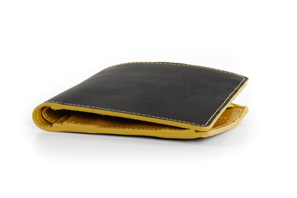 Elvis & Kresse Billfold wallet - Black and Yellow