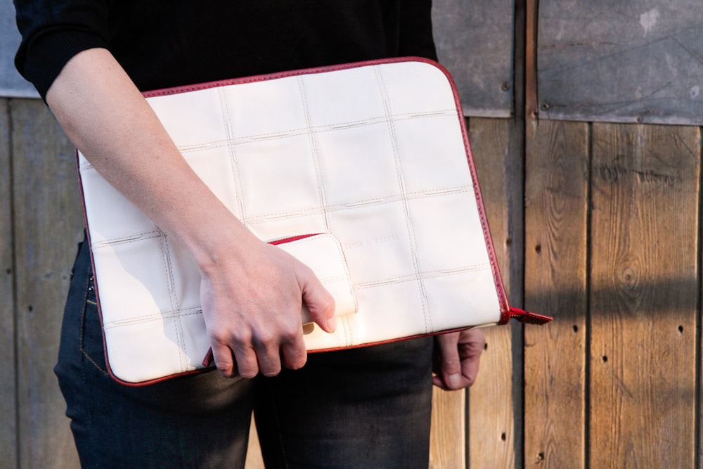recycled leather laptop case
