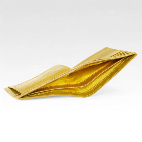eco-friendly sustainable leather wallet made from low carbon materials with a rescued parachute lining
