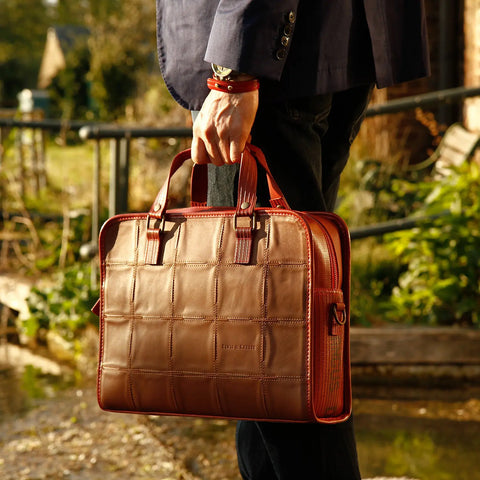 Compact Briefcase | Leather & Fire-hose