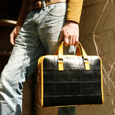 Compact Briefcase | Leather & Fire-hose