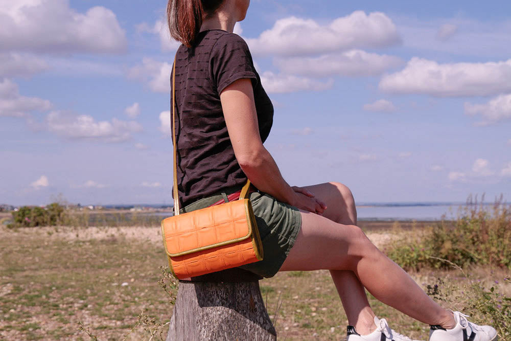 sustainable leather crossbody bag