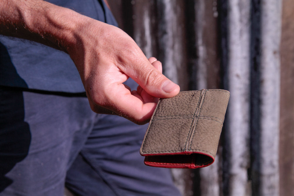 Recycled leather card holder by Elvis & Kresse