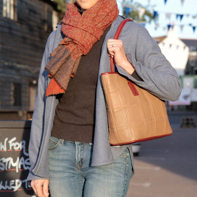 small leather tote bag