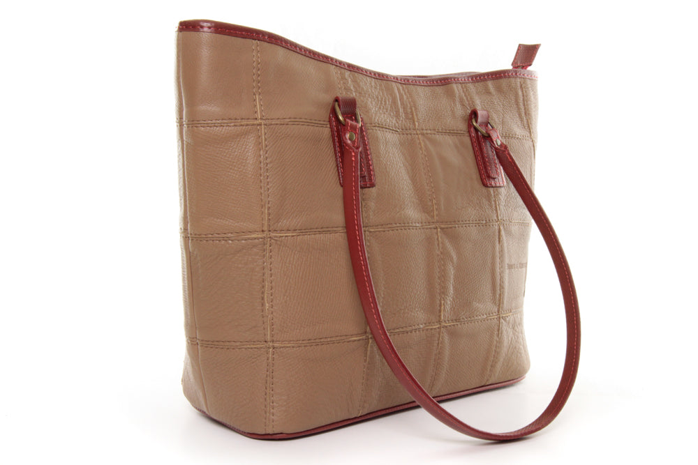 small leather tote bag