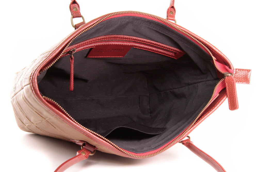 small leather tote bag