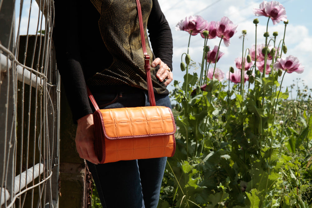 sustainable leather crossbody bag