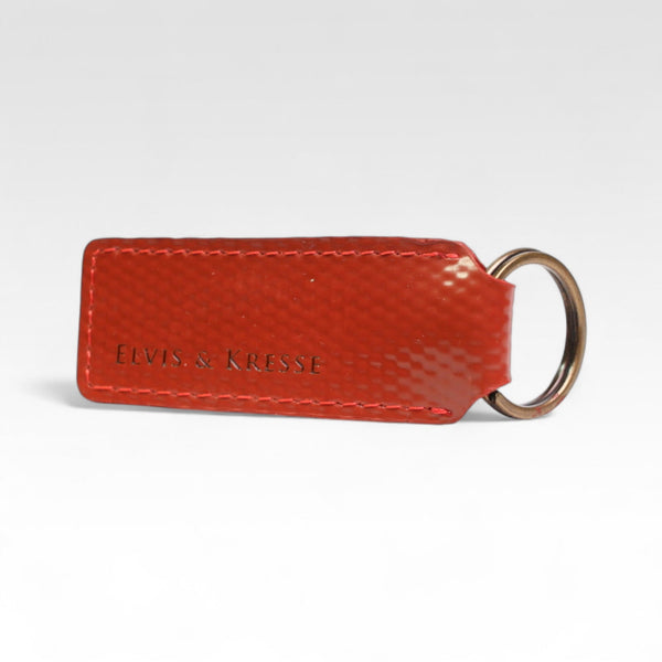 Hornstone Bright Orange Leather Key Ring / Key Fob – Silver Fittings, Rustic Style (UK Made)