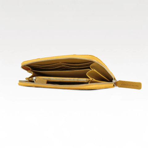 eco-friendly vegan leather purse made from rescued materials with a rescued parachute lining