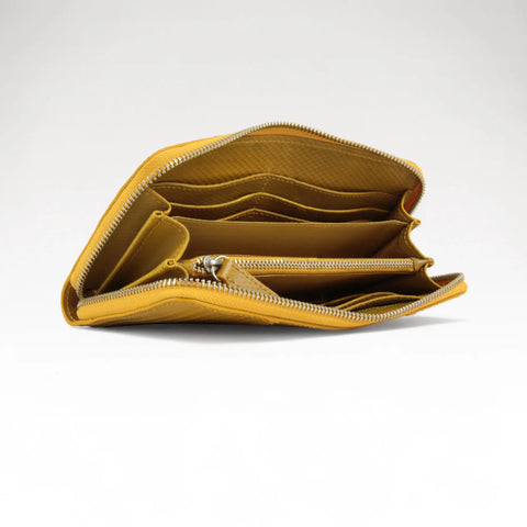 eco-friendly vegan leather purse made from rescued materials with a rescued parachute lining