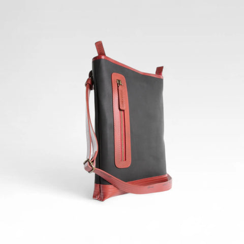 The Elvis & Kresse Reporter bag made from reclaimed printing blanket and decommissioned fire-hose
