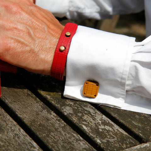 Upcycled Material Torpedo Cufflinks | Elvis & Kresse Upcycled Material Torpedo Cufflinks | Elvis & Kresse