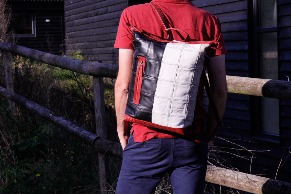 recycled leather back pack by Elvis & Kresse