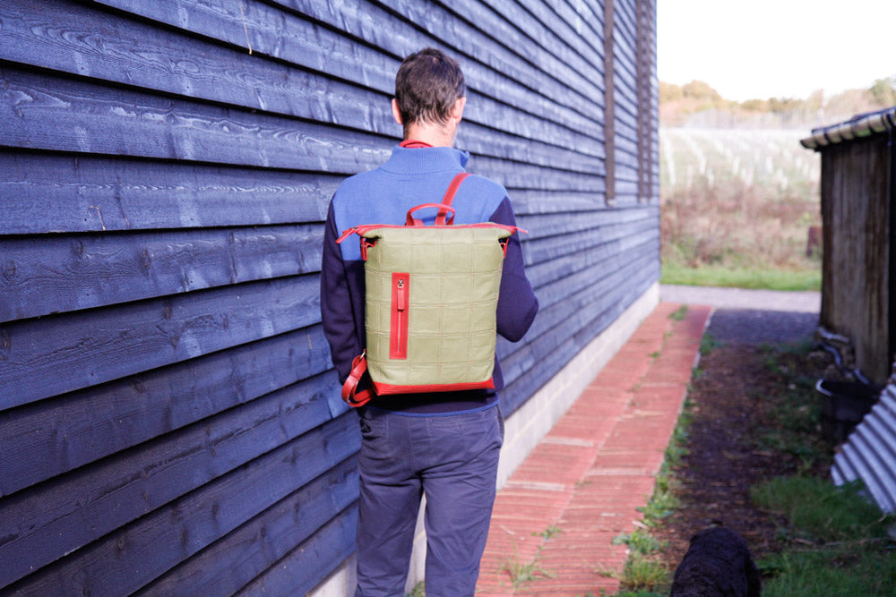 recycled leather back pack by Elvis & Kresse