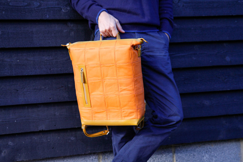 recycled leather back pack by Elvis & Kresse
