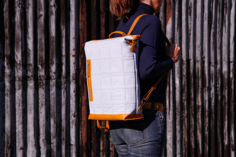 recycled leather back pack by Elvis & Kresse