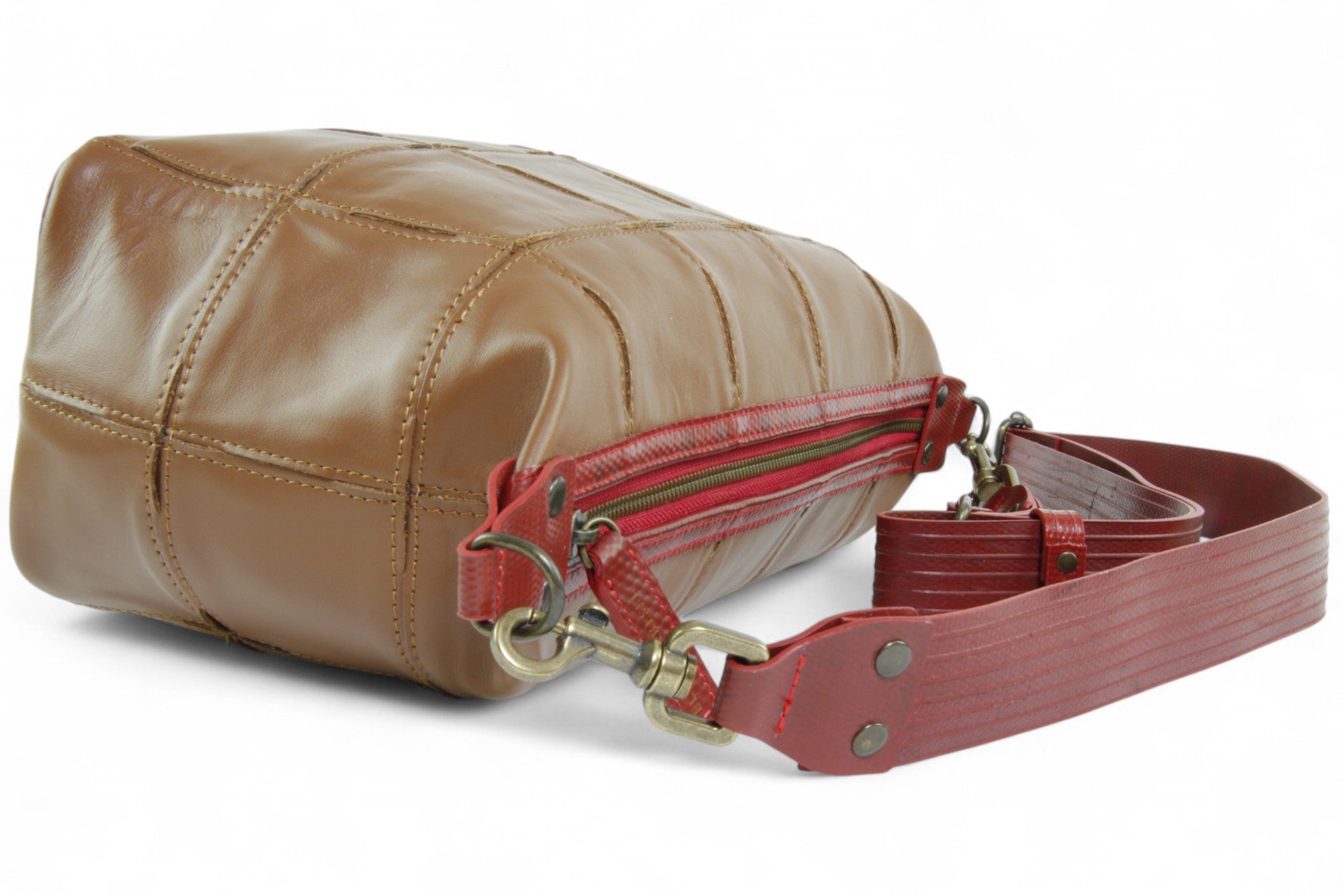 Upcycled leather crossbody bag