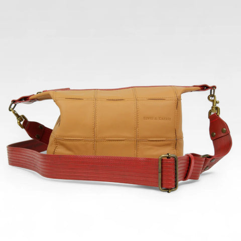 Elvis & Kresse Boho Bag, sustainably made from upcycled Rolls Royce leather and recycled London Fire Brigade fire-hose