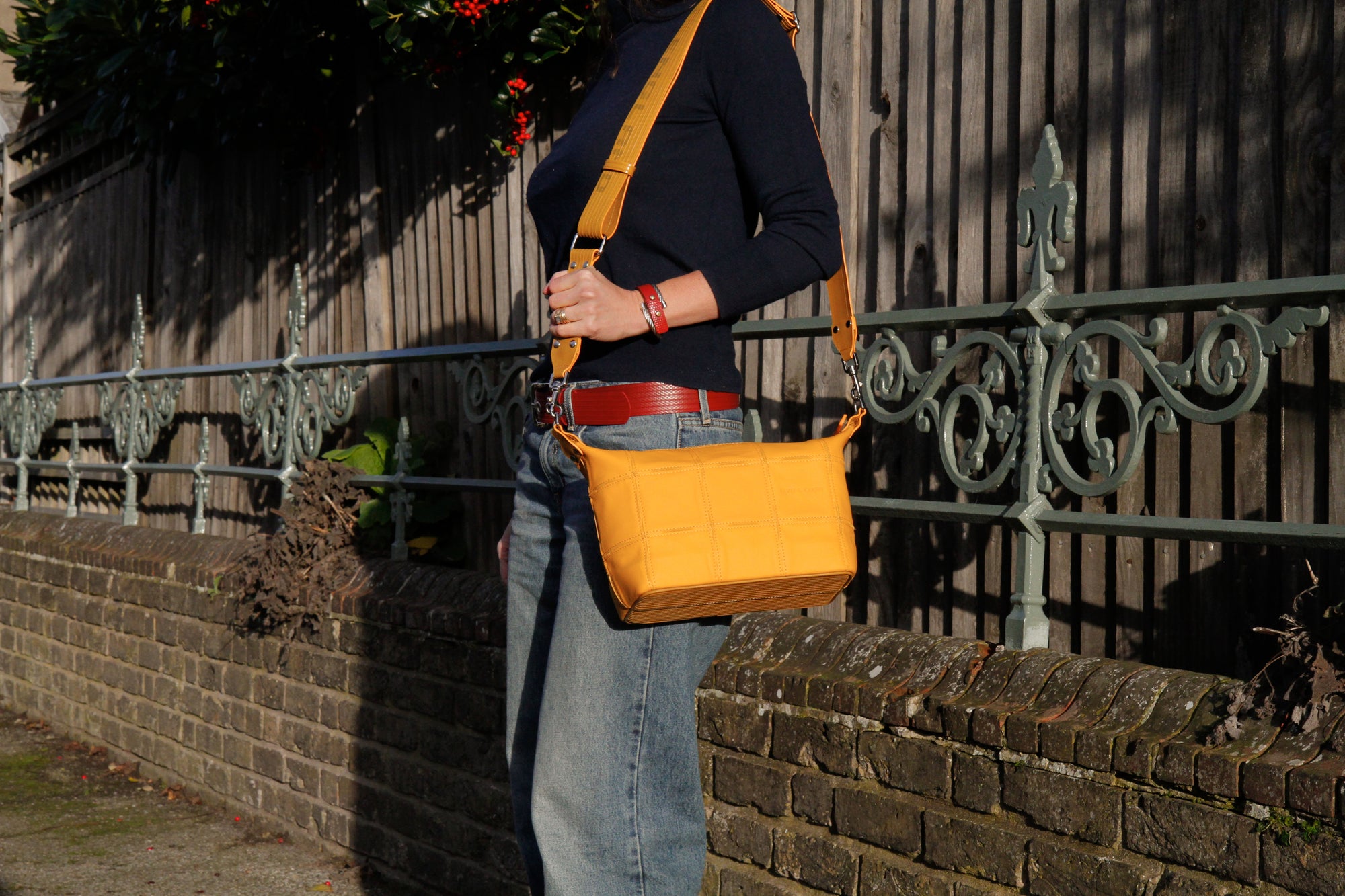 Sustainable leather shoulder bag