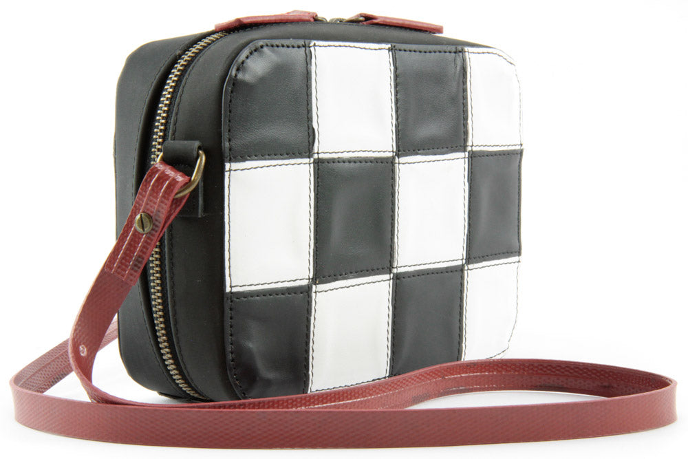 recycled leather handbag