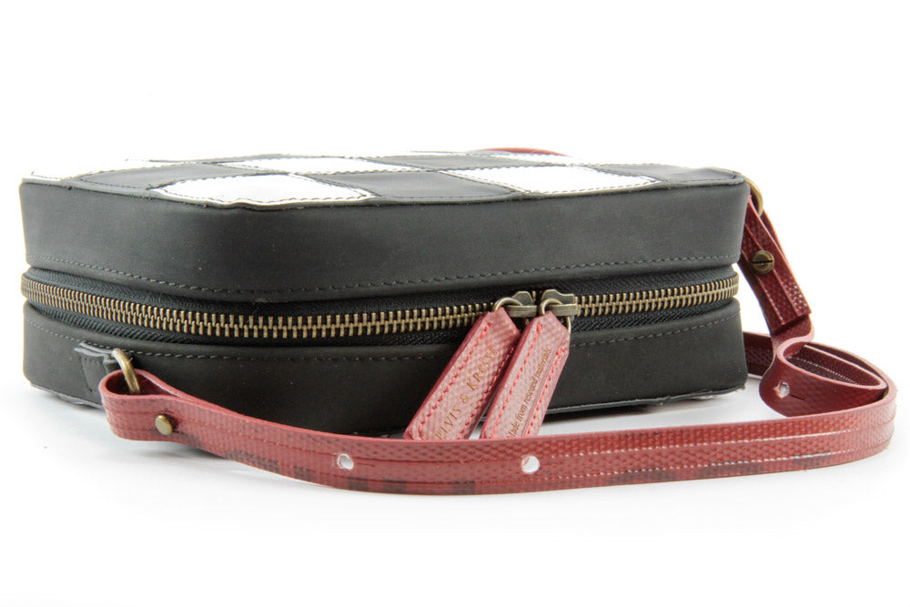 recycled leather handbag