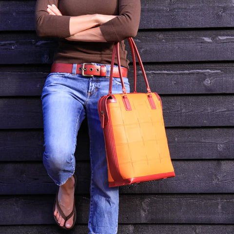 Dutch Tote | Leather & Fire-hose