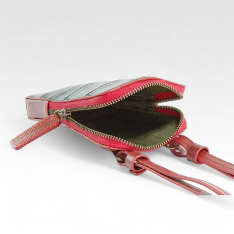 The Elvis & Kresse Crossbody Pouch has a rescued parachute lining