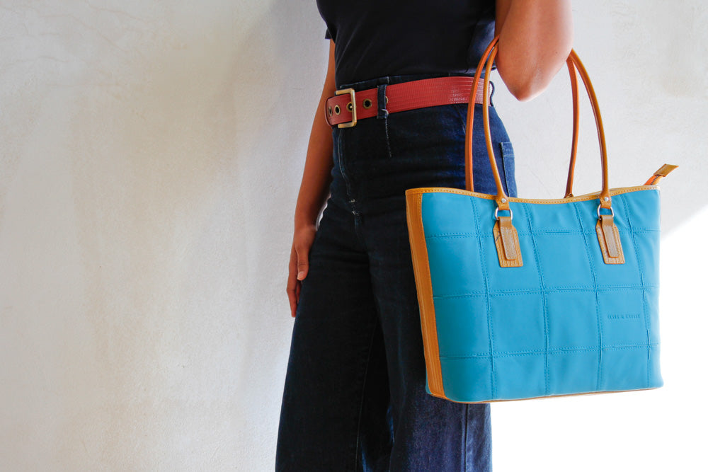 small leather tote bag
