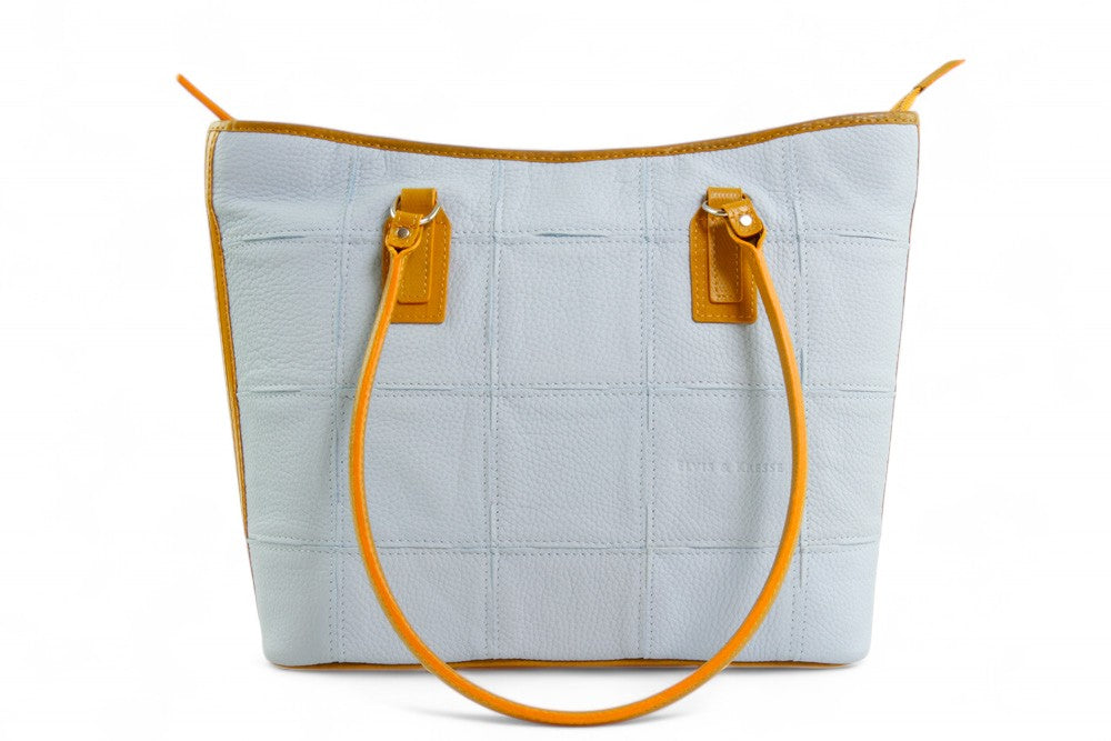 upcycled leather tote bag