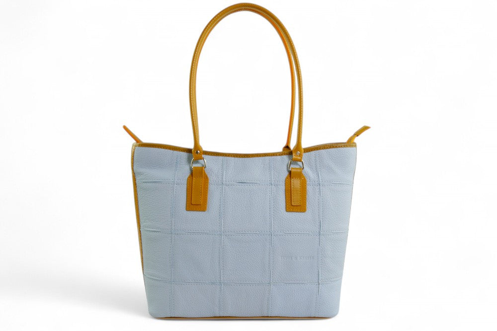 small leather tote bag