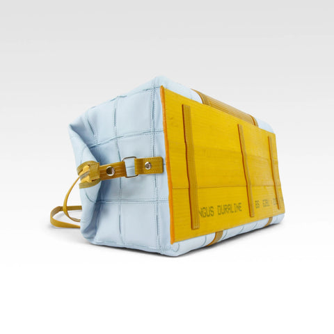 eco-friendly luxury leather duffel bag made from rescued materials
