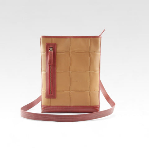 Elvis & Kresse Reporter Bag, sustainably made from upcycled Rolls Royce leather and recycled London Fire Brigade fire-hose