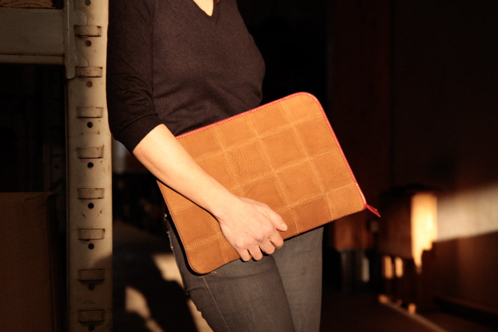 recycled leather laptop case