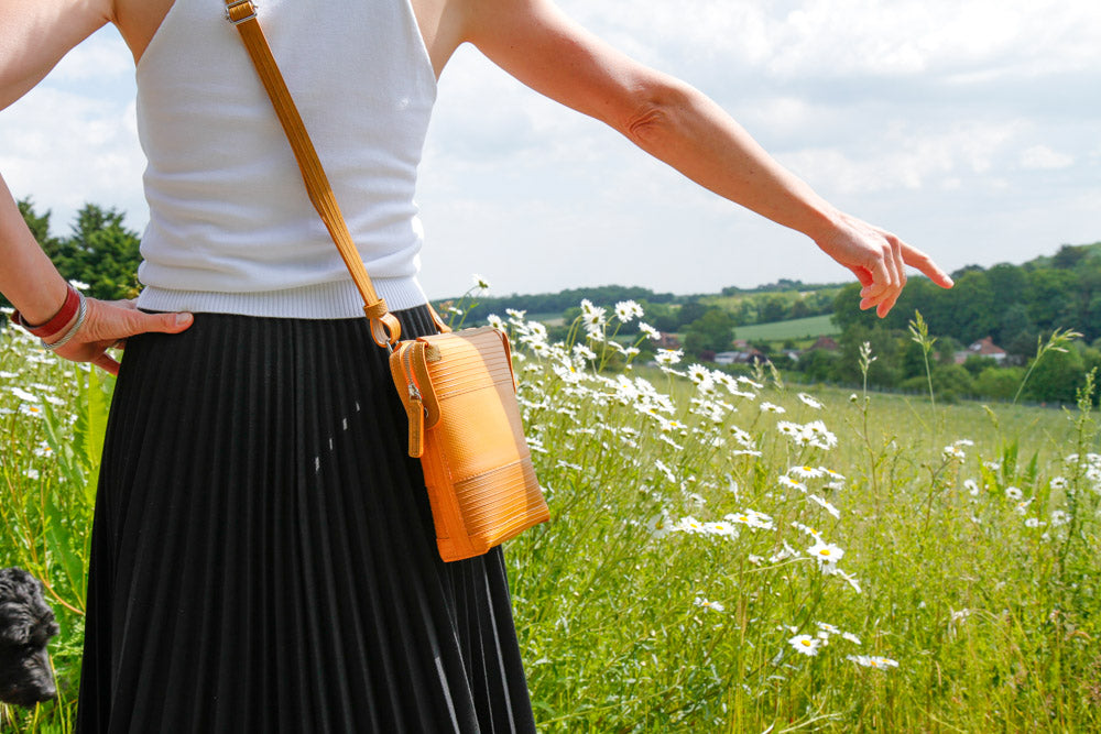 recycled fire-hose crossbody bag
