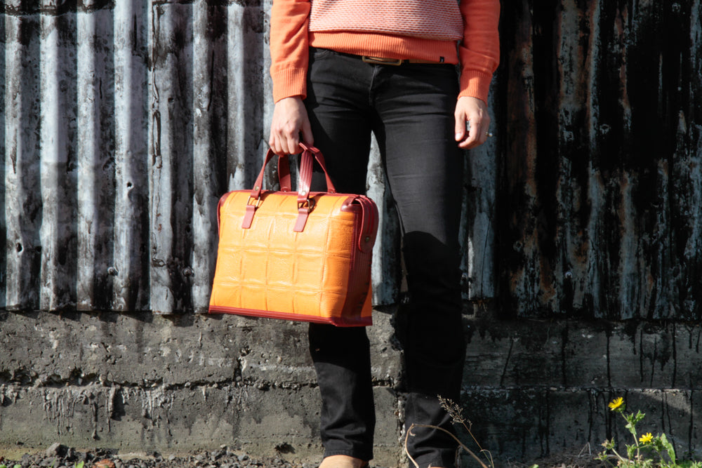 sustainable luxury work bag by Elvis & Kresse