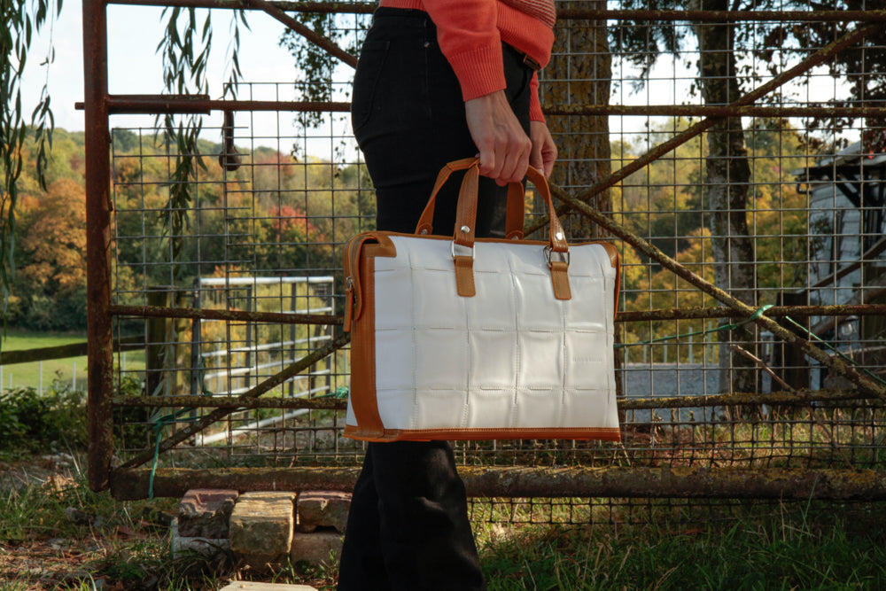 Sustainable leather laptop bag