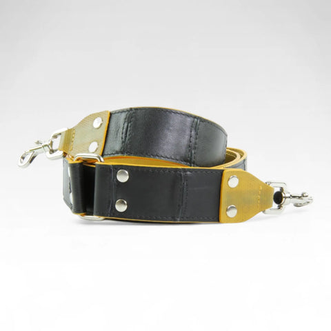 The Elvis & Kresse Leather Shoulder Strap made from rescued leather and decommissioned fire-hose