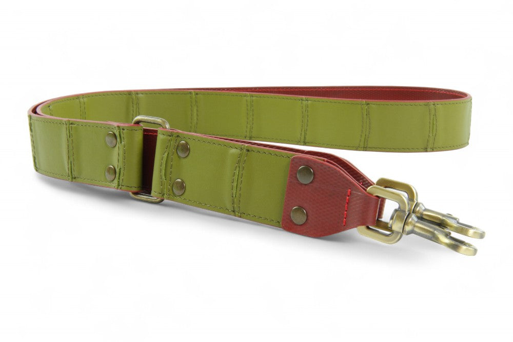 Recycled leather shoulder strap