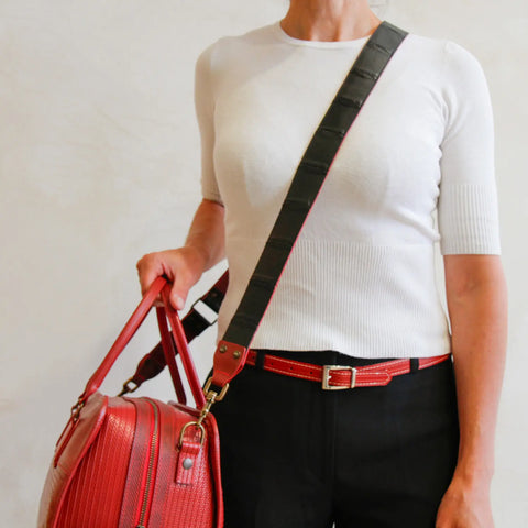 Sustainable shoulder strap, ethically made by Elvis & Kresse from recycled materials