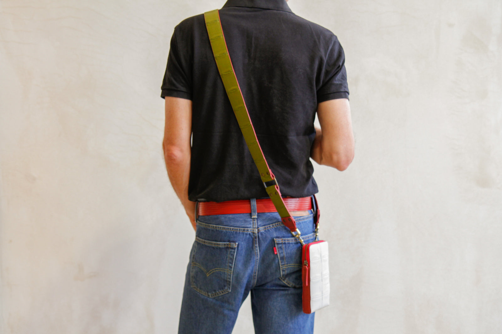 Upcycled leather shoulder strap