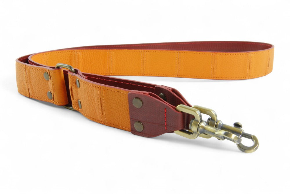 Recycled leather shoulder strap