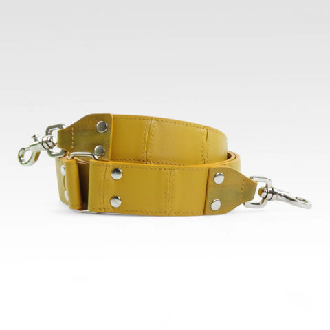The Elvis & Kresse Leather Shoulder Strap made from rescued leather and decommissioned fire-hose
