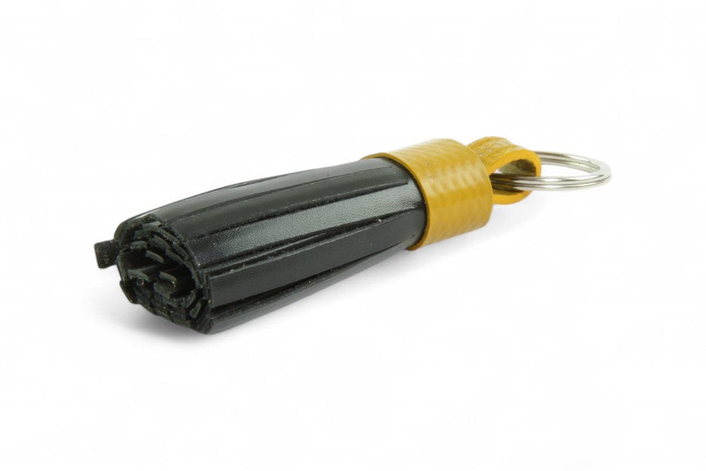 Recycled leather tassel keyring